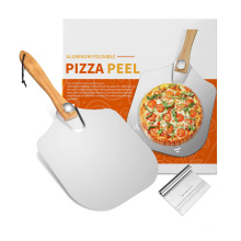 Yuming Factory Premium Aluminum Large Pizza Peel 12 inch with Foldable Wood Handle for Easy Storage